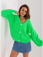 Fluo zelený sveter s veľkými gombíkmi