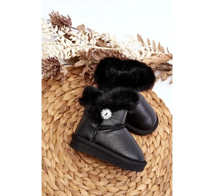 Černé Bessie Zateplené Sněhule S Kožešinou Černé Bessie Zateplené Sněhule S Kožešinou