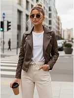 Dámska hnedá kožená bunda TY5541 - FashionStreet