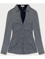 Tmavomodrá dámska nadrobno pruhovaná košeľa (SSY2026)