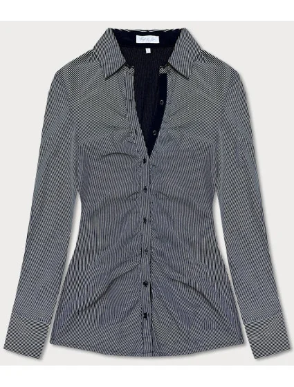 Tmavomodrá dámska nadrobno pruhovaná košeľa (SSY2026)