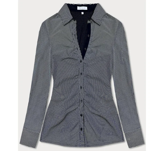 Tmavomodrá dámska nadrobno pruhovaná košeľa (SSY2026)