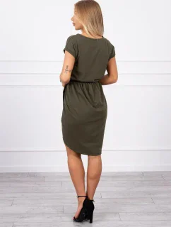 Šaty s obálkovým spodným dielom vo farbe khaki