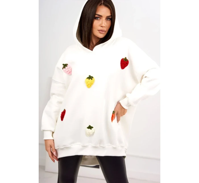 Zateplená mikina s model 19049176 motivem ecru - K-Fashion