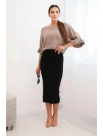 Dámska viskózna ceruzková sukňa s elastickým pásom čierna