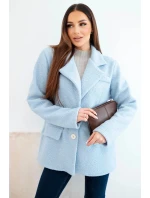 Dámská bunda z měkkého model 21954856 s límcem modrá - K-Fashion
