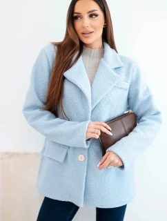 Dámska bunda z mäkkej jahňacej kože s golierom modrá