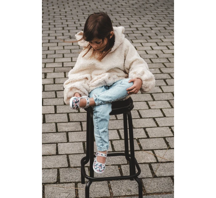 Dziecięce Baleriny W Kwiatuszki Granatowo-Szare Noah Dziecięce Baleriny W Kwiatuszki Granatowo-Szare Noah