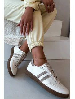 Zazoo N1068 Kožené Nízké Dámské Tenisky Béžové