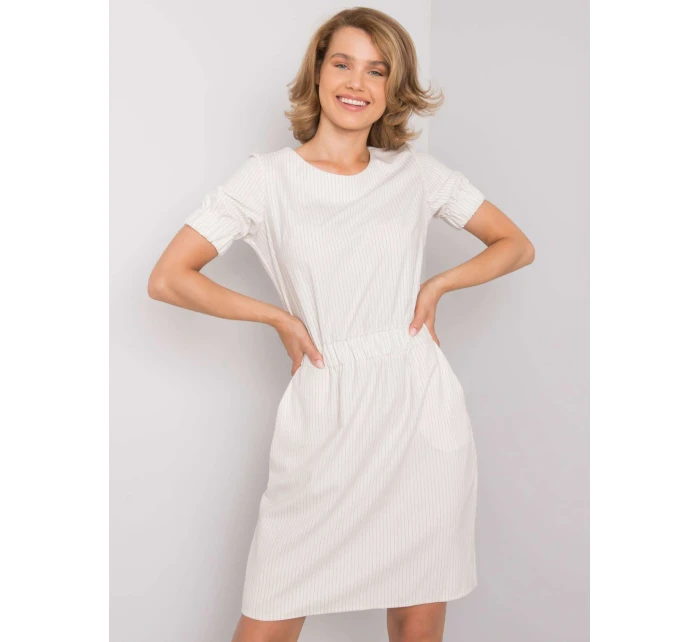 Sukienka LK SK model 20129342 ecru - FPrice Sukienka LK SK model 20129342 ecru - FPrice