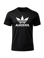 Pánské bavlněné tričko s potiskem - ALKOHOL - černé