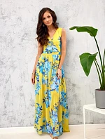 Denné šaty SUK0361-U99 žlto-modré - Roco Fashion