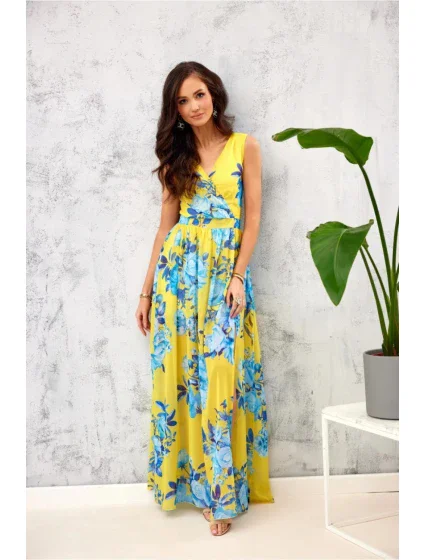 Denné šaty SUK0361-U99 žlto-modré - Roco Fashion Denné šaty SUK0361-U99 žlto-modré - Roco Fashion