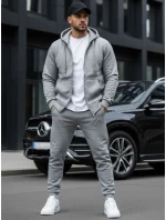 Pánska mikina na zips s kapucňou sivá BX2412