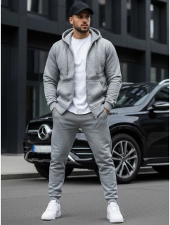 Pánska mikina na zips s kapucňou sivá BX2412