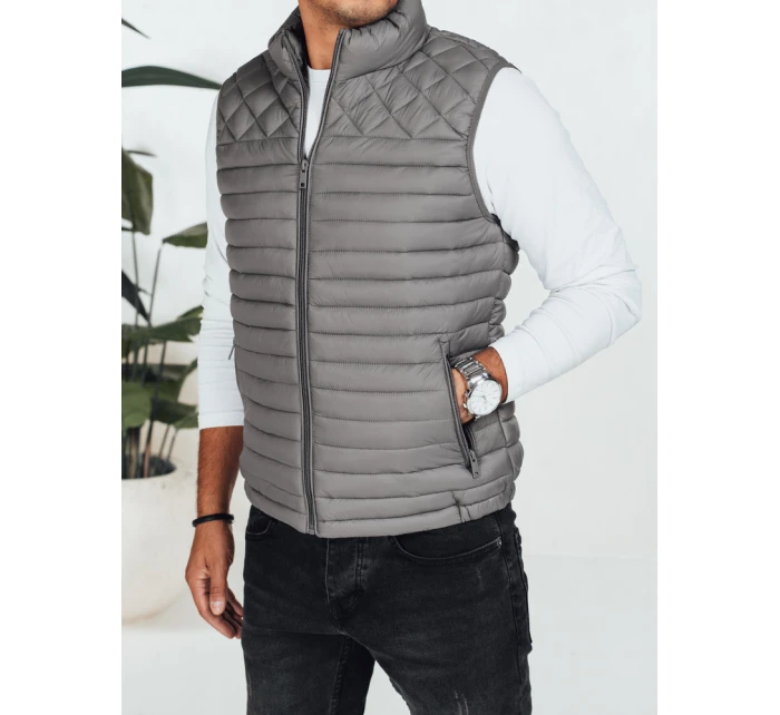 Pánska prešívaná tmavosivá vesta FashionStreet TX5079