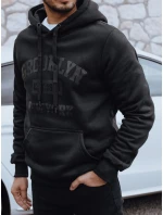 Pánska zateplená mikina s potlačou čierna FashionStreet BX5916 Pánska zateplená mikina s potlačou čierna FashionStreet BX5916