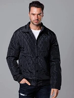 Pánska prešívaná bunda s golierom čierna (58M13081-392)