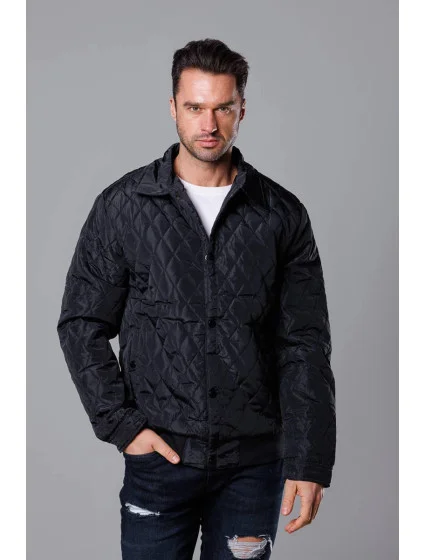 Černá pánská prošívaná bunda s límcem model 18344904 - J.STYLE