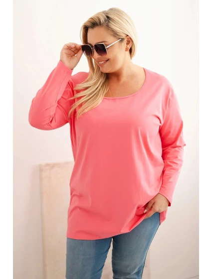 Dámská blůza Plus Size s lodičkovým výstřihem růžová