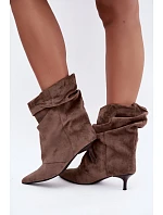 Nazouvací kotníkové boty typu na podpatku Khaki model 22320914 - Boto Nazouvací kotníkové boty typu na podpatku Khaki model 22320914 - Boto