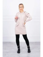 Šaty s ozdobnými volánikmi a kapucňou béžovej farby Šaty s ozdobnými volánikmi a kapucňou béžovej farby