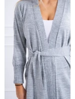 Sveter dlhý sveter viazaný v páse šedý