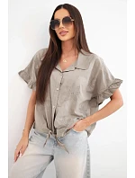 Dámská bavlněná košile model 22207101 s květinovou výšivkou fango - K-Fashion