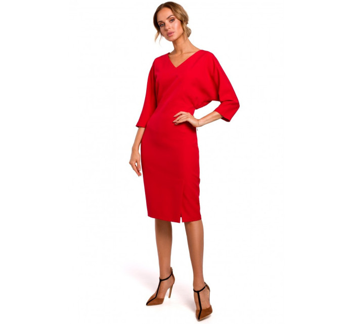 model 18002220 Šaty s netopýřími rukávy červené - Moe