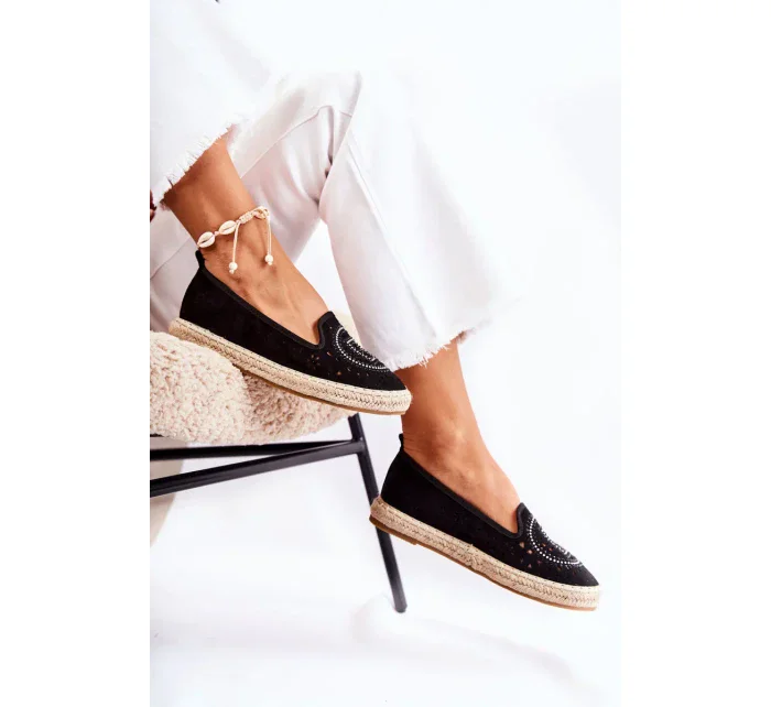 Prolamované Nazouvací dámské espadrilky Černá Meredith Prolamované Nazouvací dámské espadrilky Černá Meredith