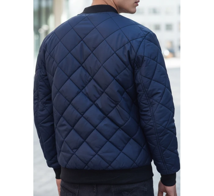 Pánska prešívaná bunda bomber tmavomodrá TX2217