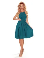 ALIZEE - Dámske šifónové šaty v morskej farbe so zaväzovaním 350-6 ALIZEE - Dámske šifónové šaty v morskej farbe so zaväzovaním 350-6