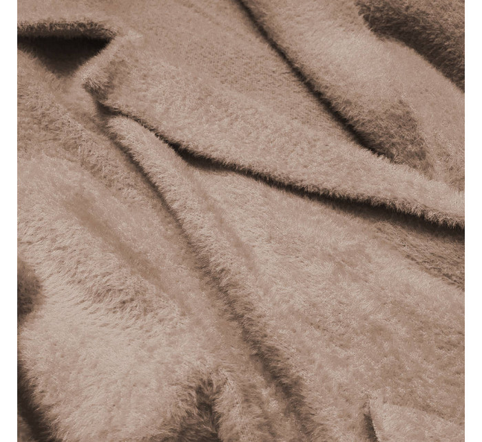 Dlhý vlnený prehoz cez oblečenie typu "alpaka" vo ťavej farbe (7108)