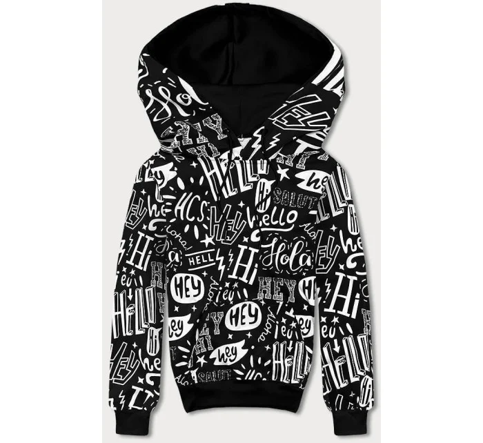 Čierna pánska "klokanie" mikina s potlačou (8B1150-1) Čierna pánska "klokanie" mikina s potlačou (8B1150-1)