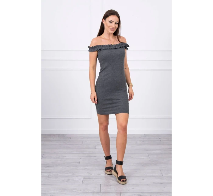 Španielske šaty s volánikmi grafitové Španielske šaty s volánikmi grafitové