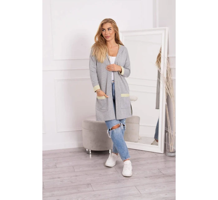 Dvojfarebná bunda s kapucňou žltá+sivá Dvojfarebná bunda s kapucňou žltá+sivá