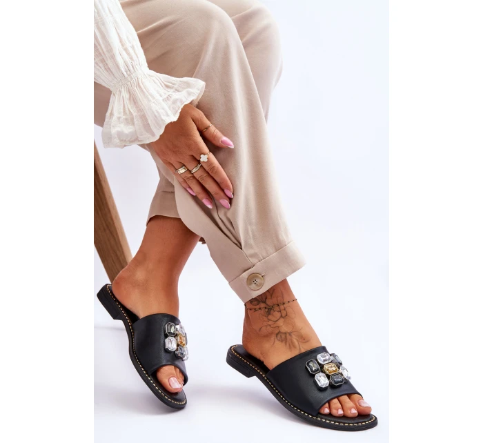 Dámské sandály s kamínky model 21619169 Černá - S.Barski