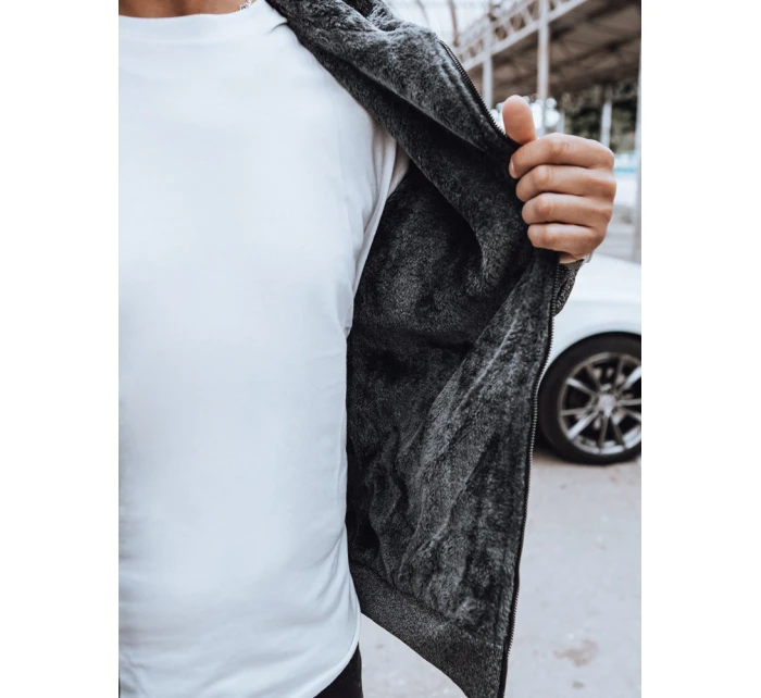 Pánská rozepínací zateplená mikina tmavě šedá Dstreet model 21970283 - FashionStreet Pánská rozepínací zateplená mikina tmavě šedá Dstreet model 21970283 - FashionStreet