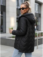 Dámska prechodná prešívaná bunda s kapucňou čierna FashionStreet TY5611
