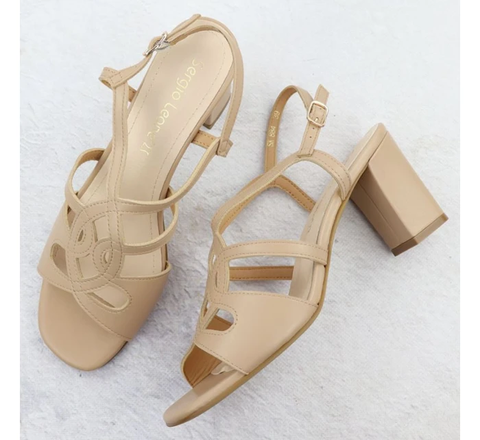 Béžové dámské sandály na jehlovém podpatku Sergio model 21904870 - LEONE