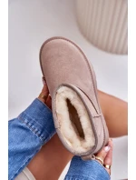 Moderní nízké zimní boty z semiše v khaki model 21644774 - Boto
