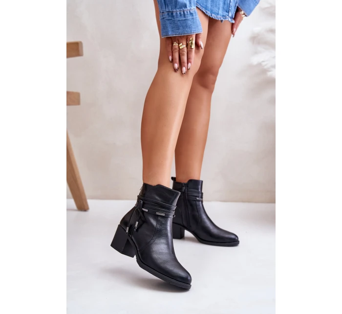 Dámské boty na podpatku z podšívkou černé model 21672432 - Boto