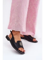 Elegantní Dámské Sandály Na Plochém Podpatku S Dekorací model 21696667 Černé - S.Barski