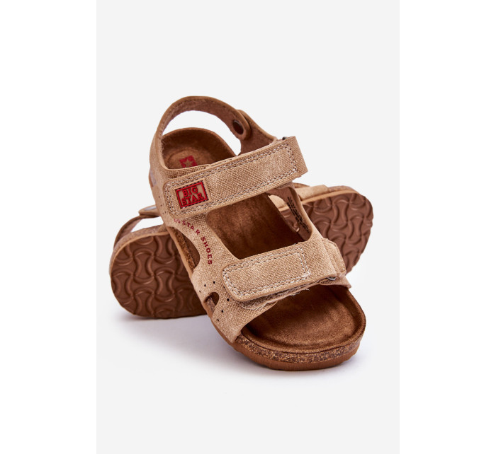 Detské ľahké sandále na suchý zips Big Star LL374140 Beige
