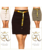 Sexy denim skirt buttoned with belt