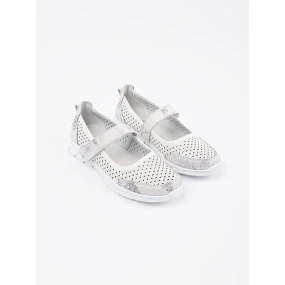 Luxusné dámske biele baleríny na plochom podpätku