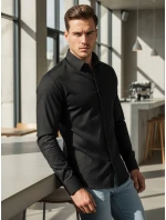 Pánská elegantní hladká černá košile SLIM FIT Dstreet model 21981604 - FashionStreet