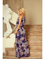 191-2 MAXI šaty so zaväzovaním za krkom a rozparkom - MALVES 191-2 MAXI šaty so zaväzovaním za krkom a rozparkom - MALVES