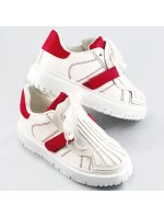 Bielo-červené dámske športové topánky so zakrytým šnurovaním (RA2049)
