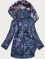 Dámska bunda s ozdobnou kapucňou tmavomodrá (B8126-72)